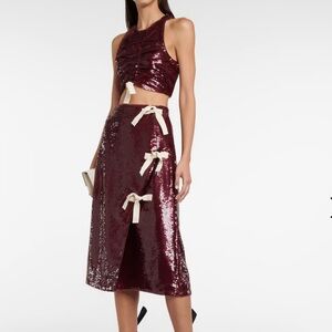 Ganni Sequin Skirt and Crop Top Matching Set Size 36 US 4